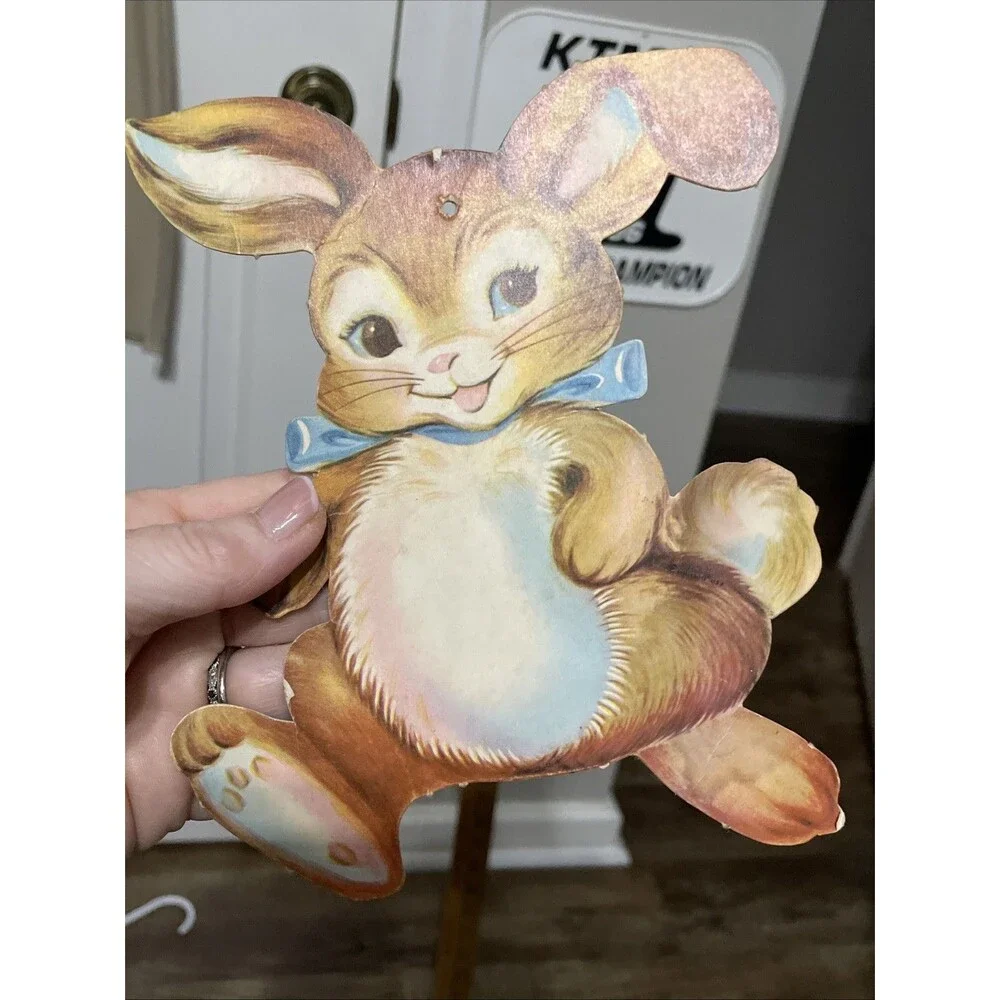 Vintage 1960’s Easter Die Cut Cardboard Wall Decorations Lot Of 4 Duck Bunny